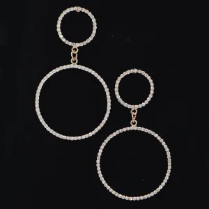 Double Circle Gold Rhinestone Earrings