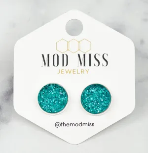 Druzy Stud Earring Aqua