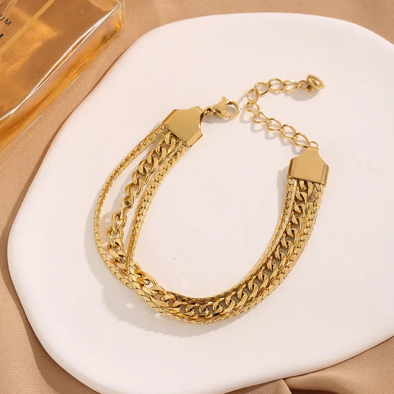 Elegant Adjustable Multi Layer Chain Gold Bracelet JLTB0605