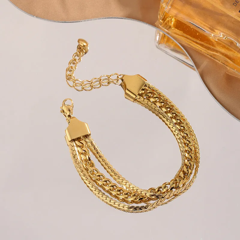 Elegant Adjustable Multi Layer Chain Gold Bracelet JLTB0605