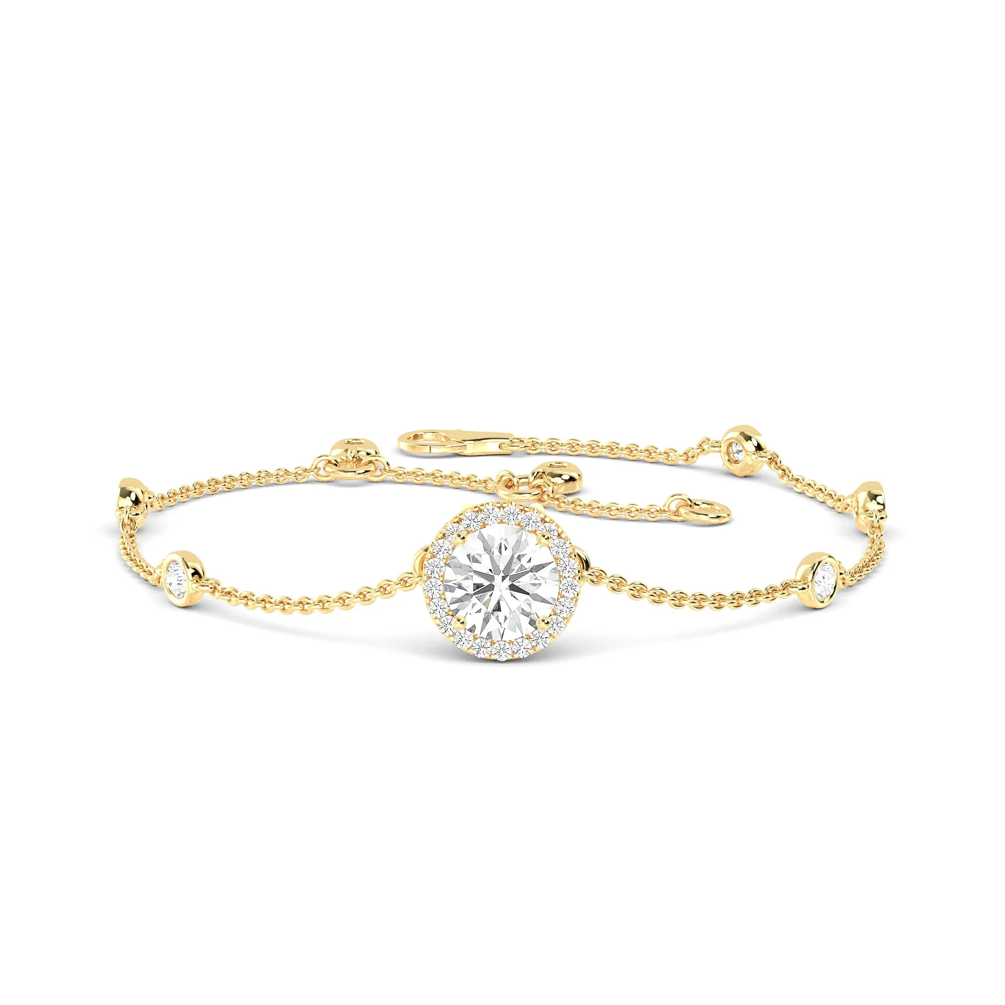 Elegant Bracelet with Diamond Centerpiece Gold Bracelet