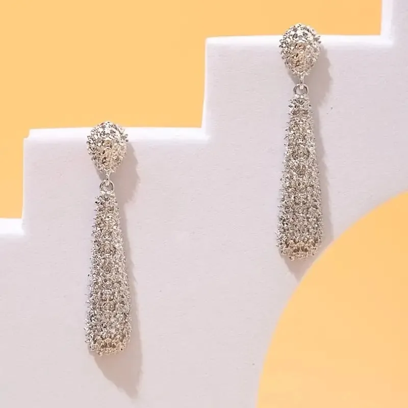 Elongated Rhinestone Dangle Eearrings