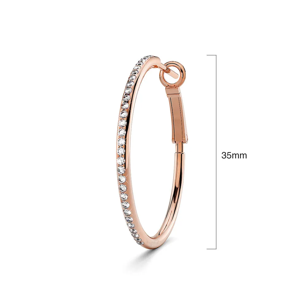 Endless Hoop Earrings Embellished With SWAROVSKI Crystals in Rose Gold - 35 mm