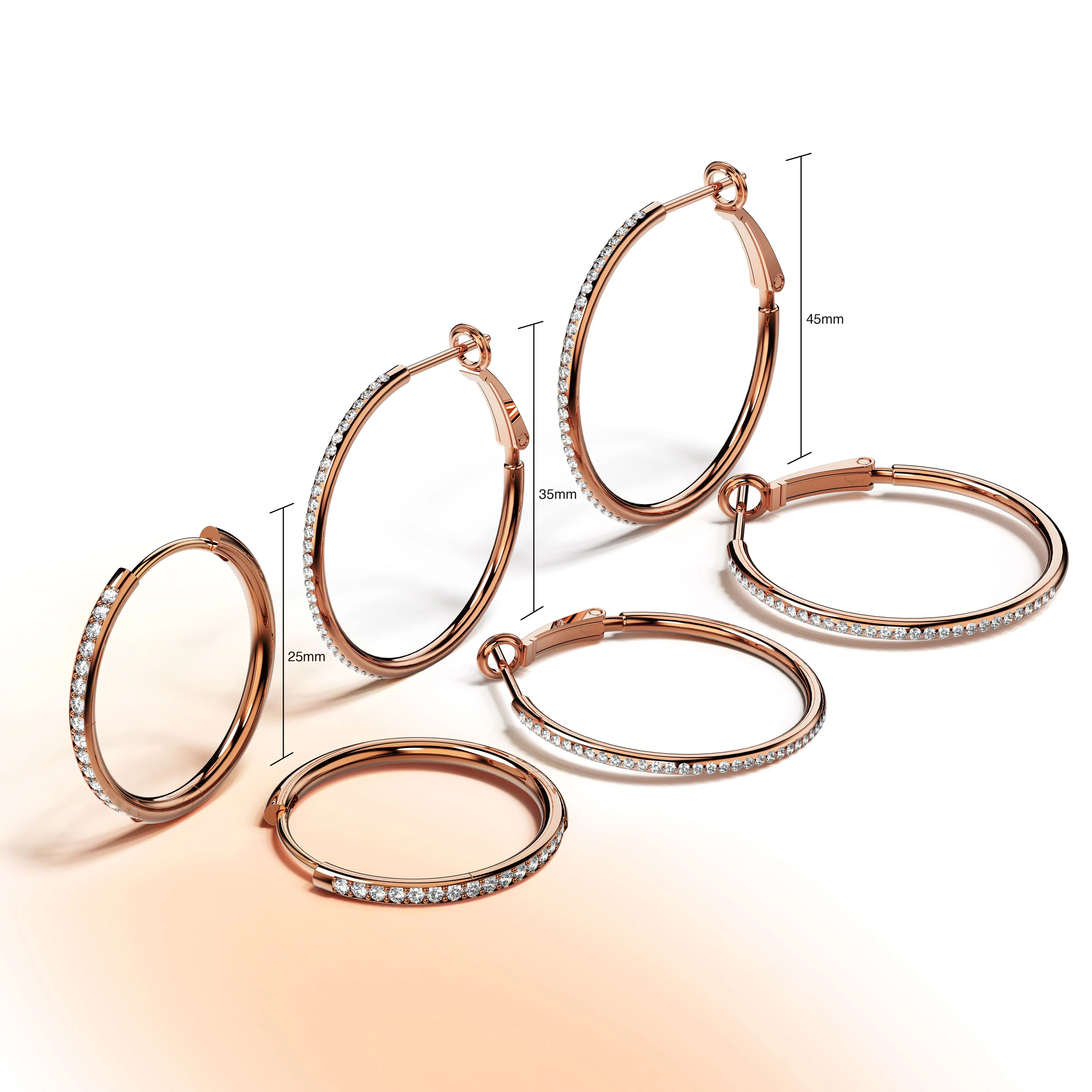 Endless Hoop Earrings Embellished With SWAROVSKI Crystals in Rose Gold - 35 mm