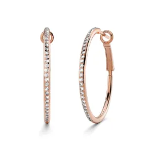 Endless Hoop Earrings Embellished With SWAROVSKI Crystals in Rose Gold - 35 mm