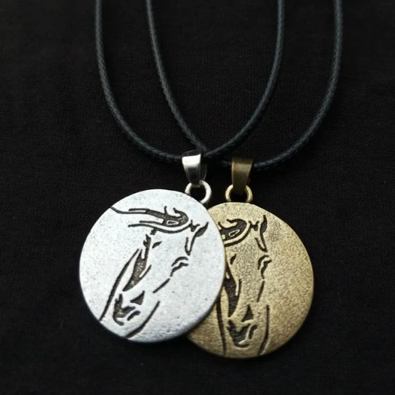 Equestrian Horse Head Necklace Set with Metal Pendants