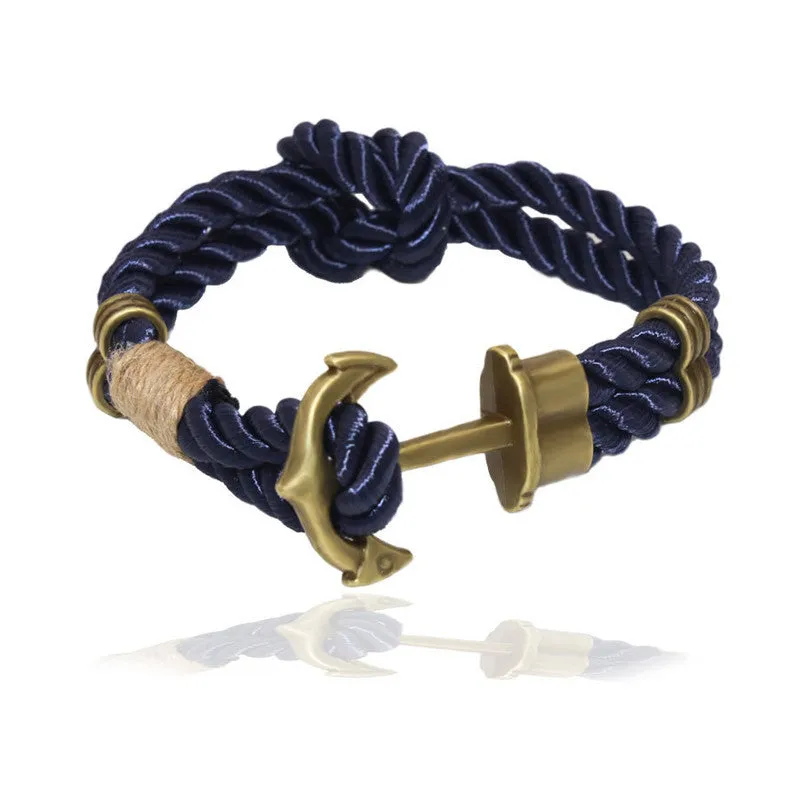 Fashion Wristband Bronze Double Braided Anchor Bracelet Bangle Women Men Rope Hooks Bracelet