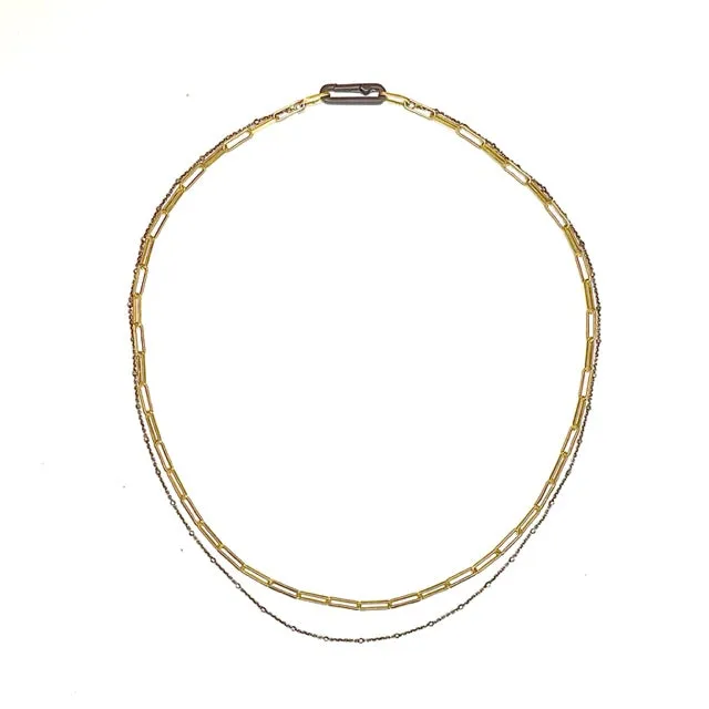 Fine Layered Oxidized Silver with Gold Filled Chain