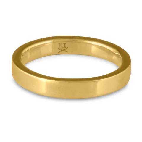 Flat Comfort Fit Wedding Ring, 14K Yellow Gold 3mm Wide by 2mm Thick