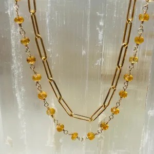 Gemstone Rosary Necklace ~ Large Citrine