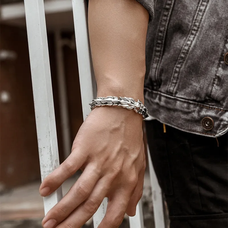 Genuine 925 Sterling Silver Dragon Scale Bracelet