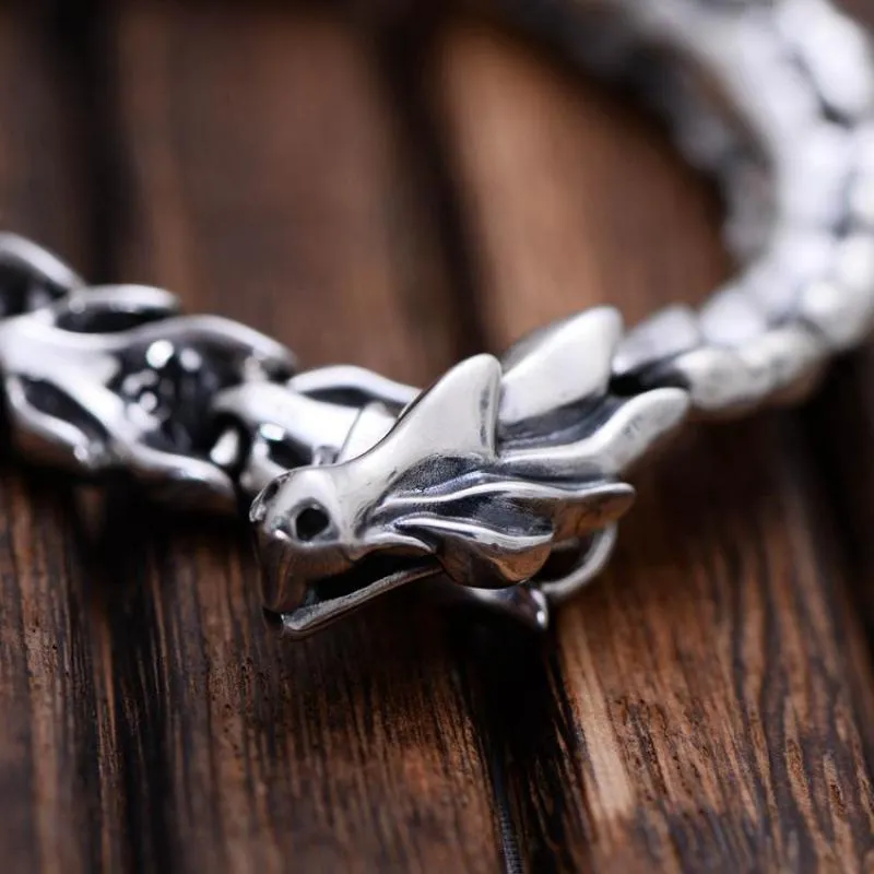 Genuine 925 Sterling Silver Dragon Scale Bracelet