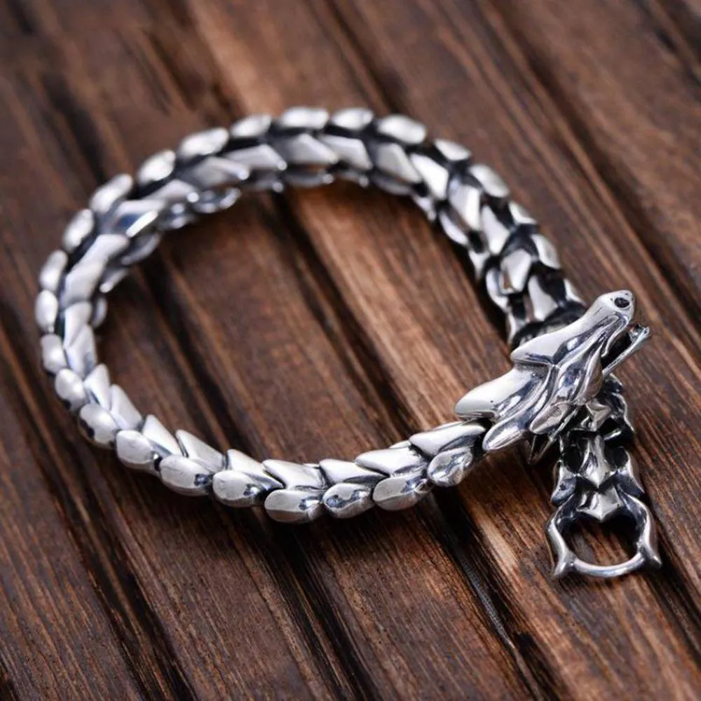 Genuine 925 Sterling Silver Dragon Scale Bracelet