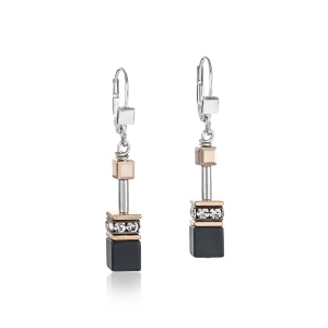 GeoCUBE® Earrings onyx black-rose gold