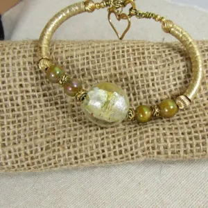 Gold Bangle Bracelet with Handmade Focus