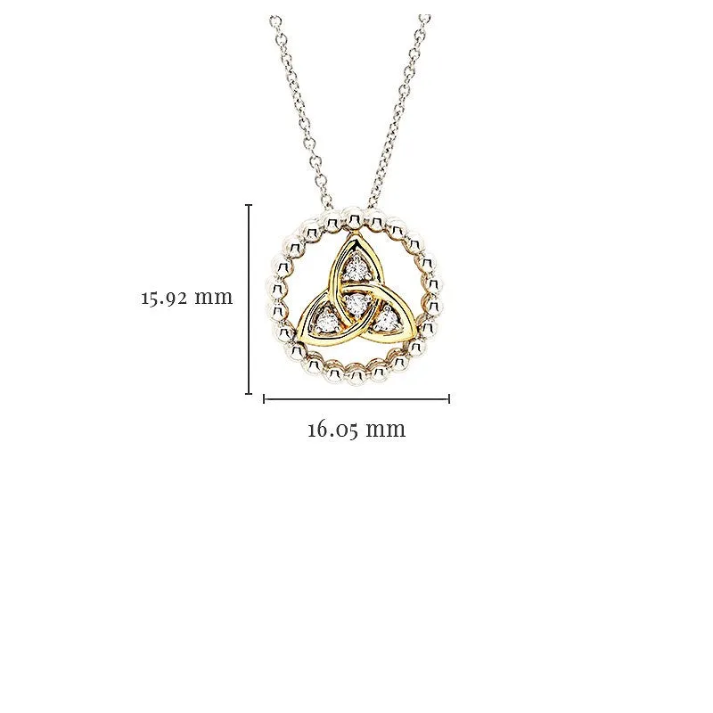 Gold Plaited Trinity Knot White Crystal Necklace