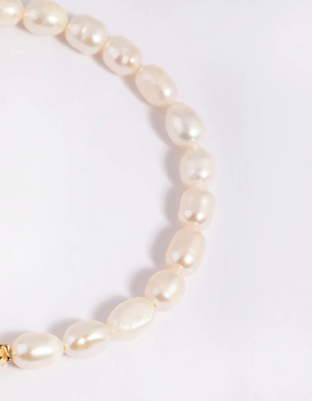 Gold Plated Brass Pearl Fob Bracelet