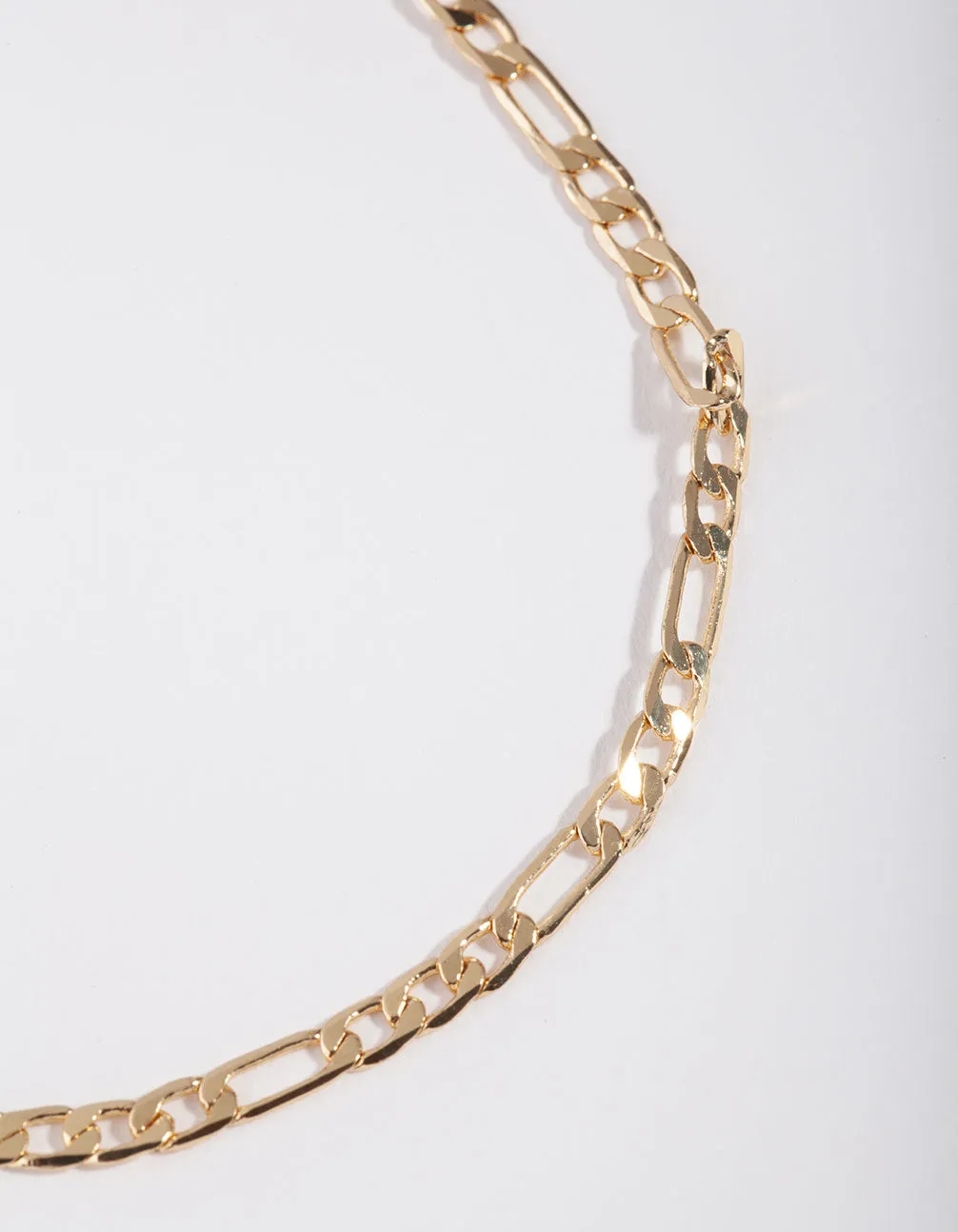 Gold Plated Thin Figaro Chain Bracelet