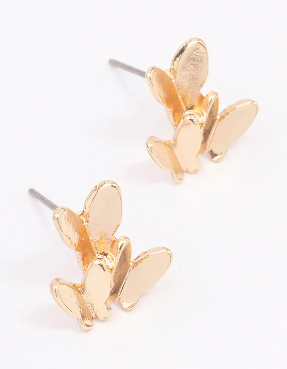 Gold Stacked Butterfly Stud Earrings