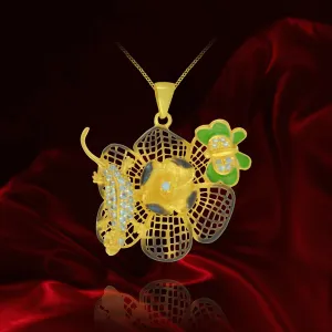 Golden Filigree Flower Pendant