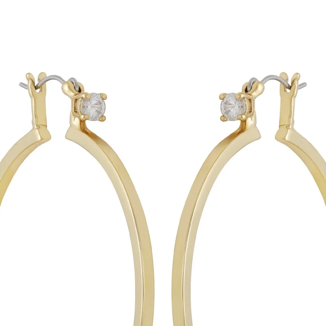 Goldtone Cubic Zirconia Large Hoops Earrings