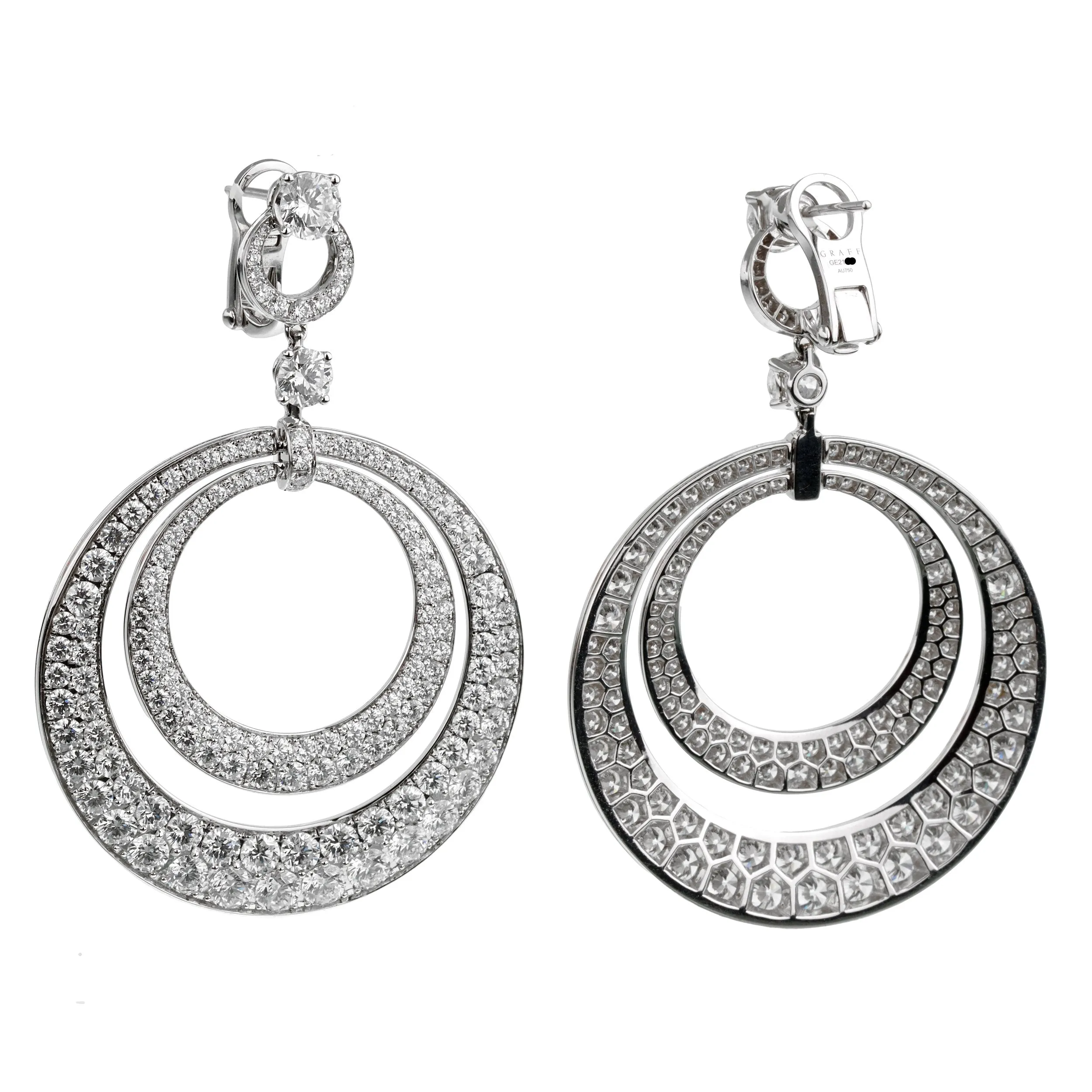 Graff 17.8ct Diamond Double Hoop White Gold Earrings