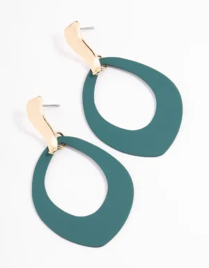 Green Open Marquise Knock Drop Earrings