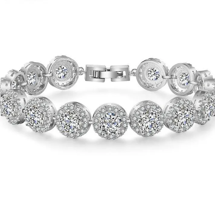 Hana Halo Crystal Bridal Bracelet