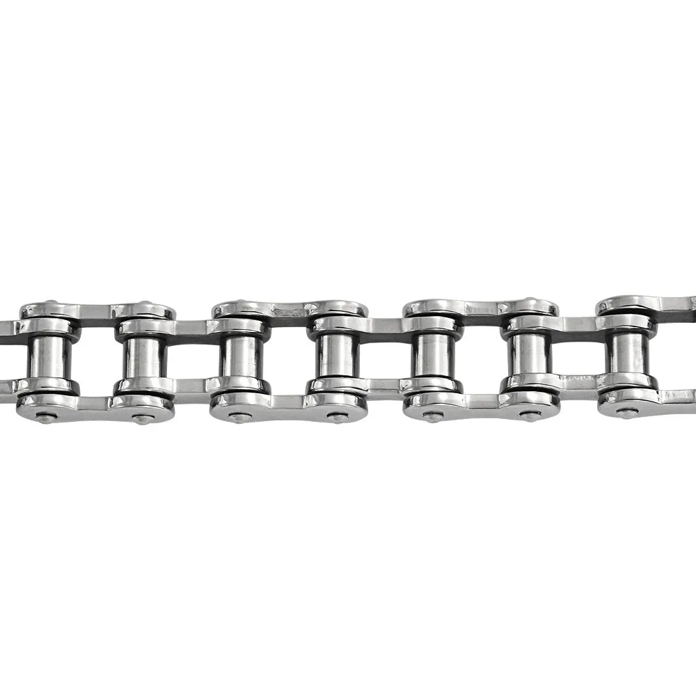 Heavy Mechanic Chain Link Bracelet for Men Silver Tone Stainless Steel Biker Style