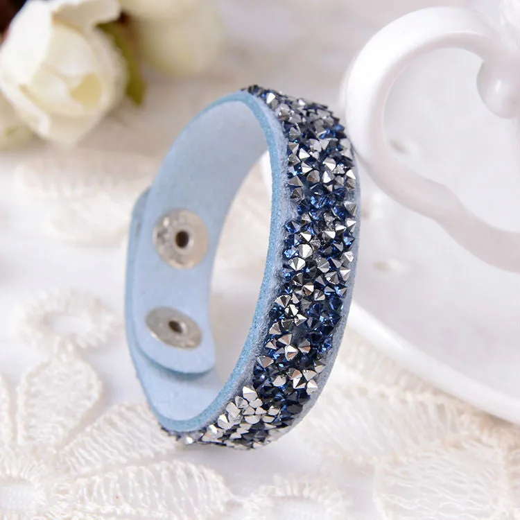 Hot Selling New Fashion 6 Layer Wrap Bracelets Slake Leather Bracelets With Crystals Couple Jewelry