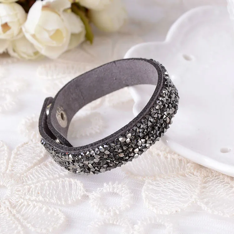 Hot Selling New Fashion 6 Layer Wrap Bracelets Slake Leather Bracelets With Crystals Couple Jewelry