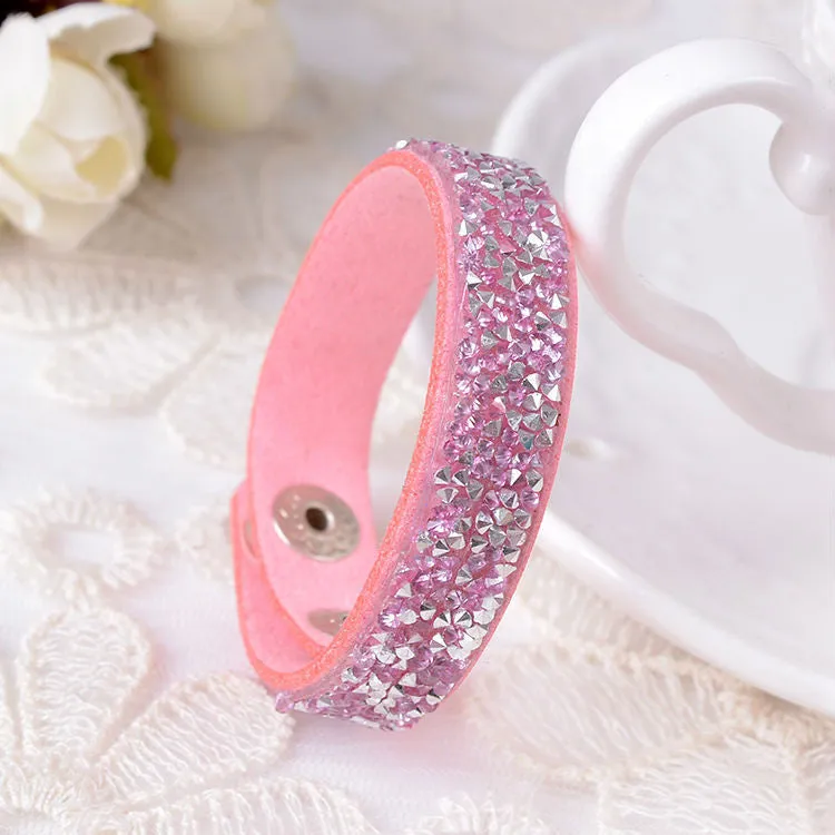 Hot Selling New Fashion 6 Layer Wrap Bracelets Slake Leather Bracelets With Crystals Couple Jewelry