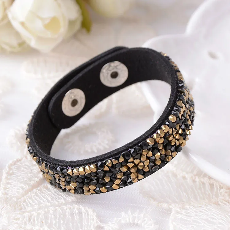 Hot Selling New Fashion 6 Layer Wrap Bracelets Slake Leather Bracelets With Crystals Couple Jewelry