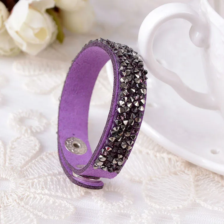 Hot Selling New Fashion 6 Layer Wrap Bracelets Slake Leather Bracelets With Crystals Couple Jewelry