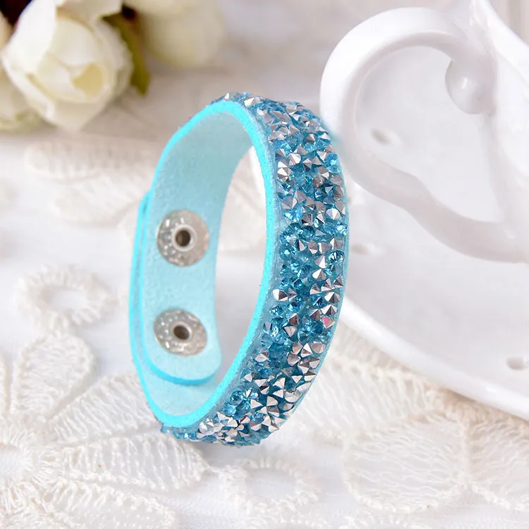 Hot Selling New Fashion 6 Layer Wrap Bracelets Slake Leather Bracelets With Crystals Couple Jewelry