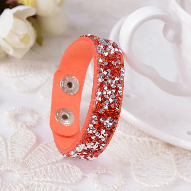 Hot Selling New Fashion 6 Layer Wrap Bracelets Slake Leather Bracelets With Crystals Couple Jewelry