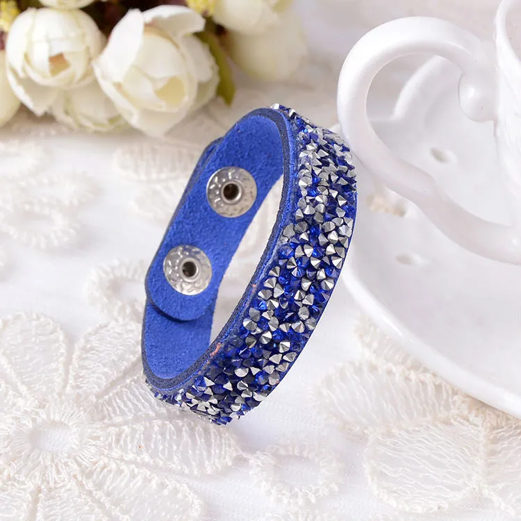 Hot Selling New Fashion 6 Layer Wrap Bracelets Slake Leather Bracelets With Crystals Couple Jewelry