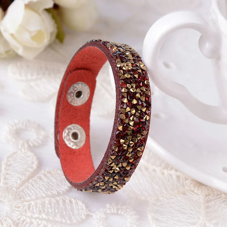 Hot Selling New Fashion 6 Layer Wrap Bracelets Slake Leather Bracelets With Crystals Couple Jewelry