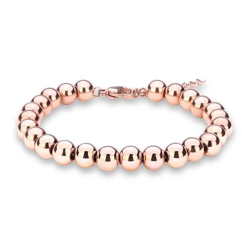 Hot Trendy Silver/Rose/18K Gold Filled 316L Stainless Steel Beads Bracelets Female Women Bangles Wholesale Jewelry