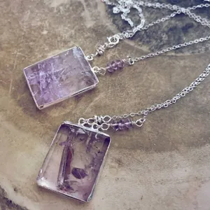 illumine // one of a kind - silver electroplated amethyst pendant necklace