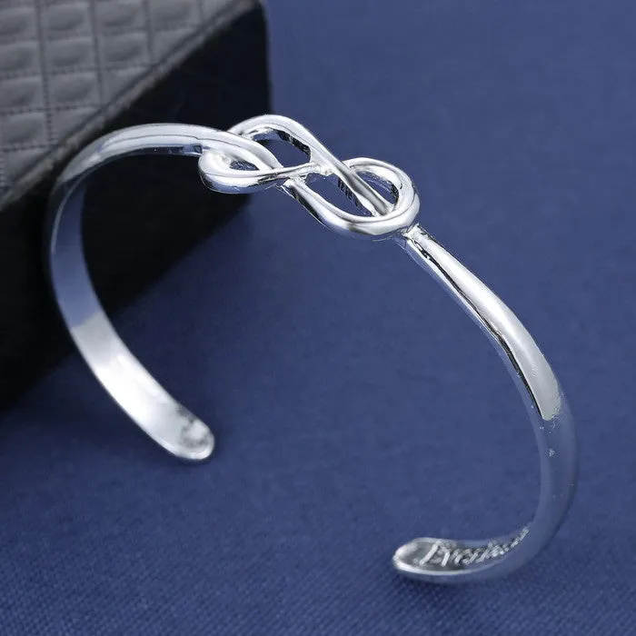 Infinity Bracelet Cuff For Women Engraved Letter Infinite Hollow Silver Bangles Jewelry Opened Cuff Bangles Bracelets For Women