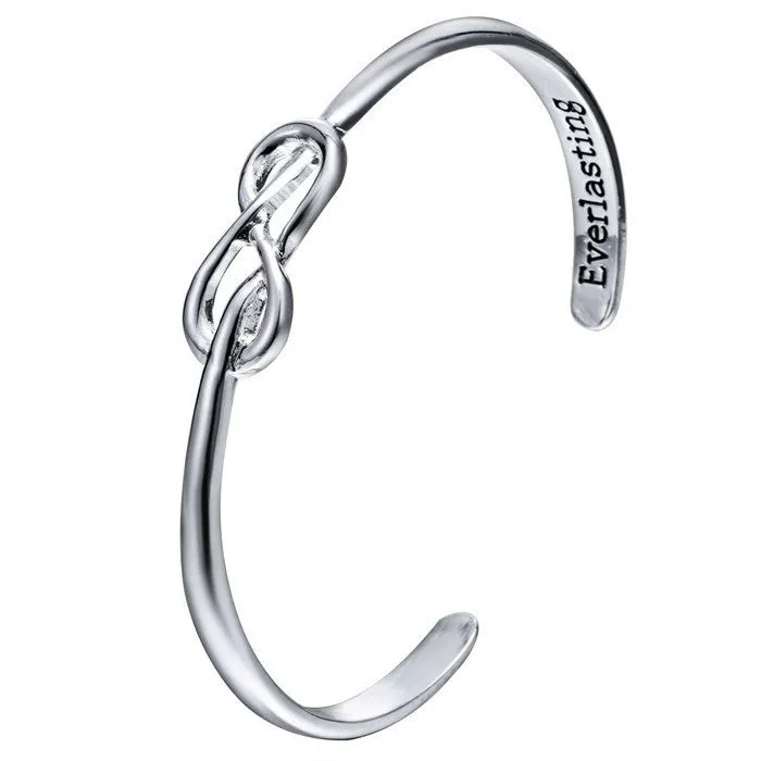 Infinity Bracelet Cuff For Women Engraved Letter Infinite Hollow Silver Bangles Jewelry Opened Cuff Bangles Bracelets For Women