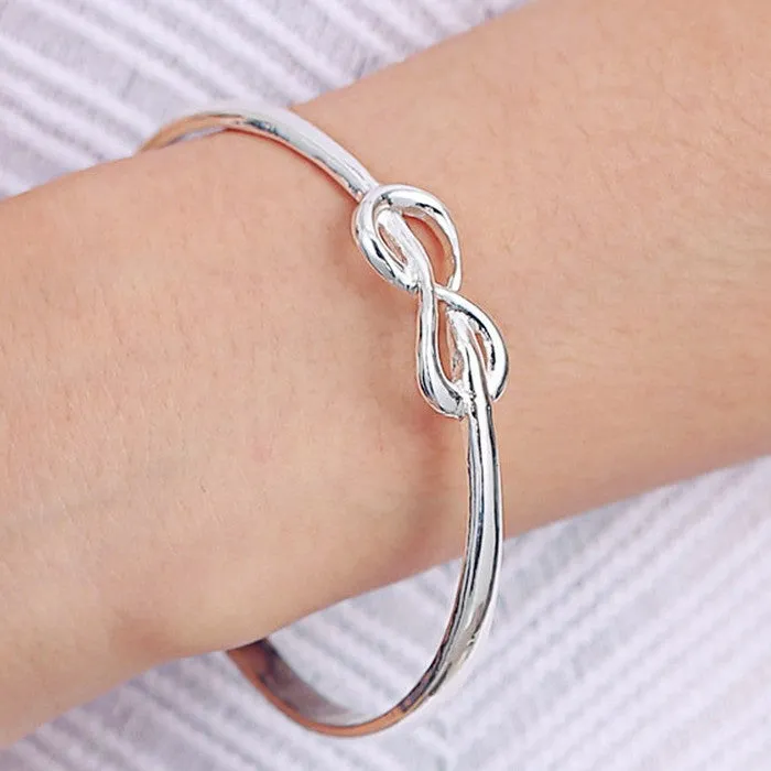 Infinity Bracelet Cuff For Women Engraved Letter Infinite Hollow Silver Bangles Jewelry Opened Cuff Bangles Bracelets For Women