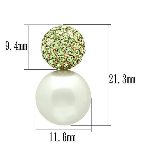 IP Gold(Ion Plating) Brass Earrings with Synthetic Pearl in White for Women White Stone Color Style GL264