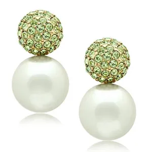 IP Gold(Ion Plating) Brass Earrings with Synthetic Pearl in White for Women White Stone Color Style GL264