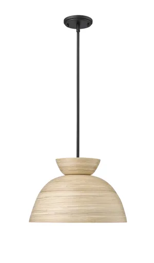 Jaycen Pendant - Matte Black - Natural Bamboo Shade - 16in. Diameter - E26 Medium Base