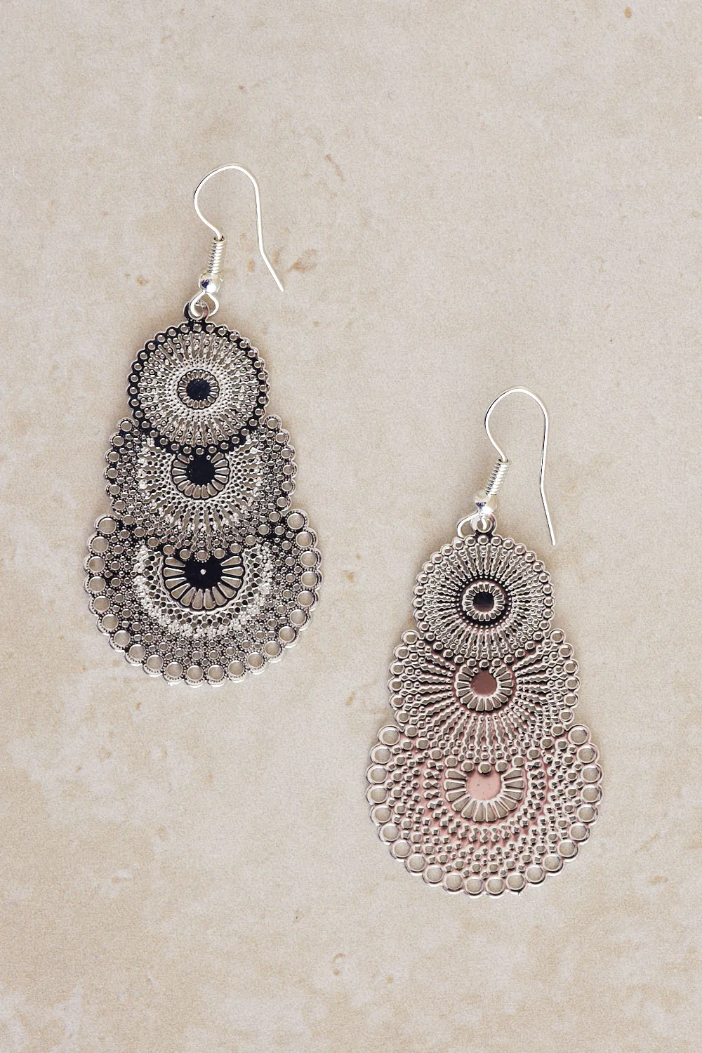 Lace Filigree Earrings - Silver