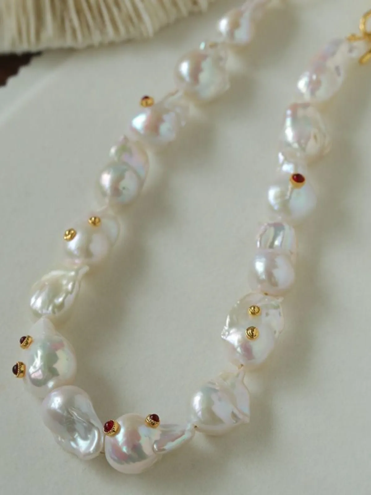 Large Baroque Colored Diamond Pearl Necklace