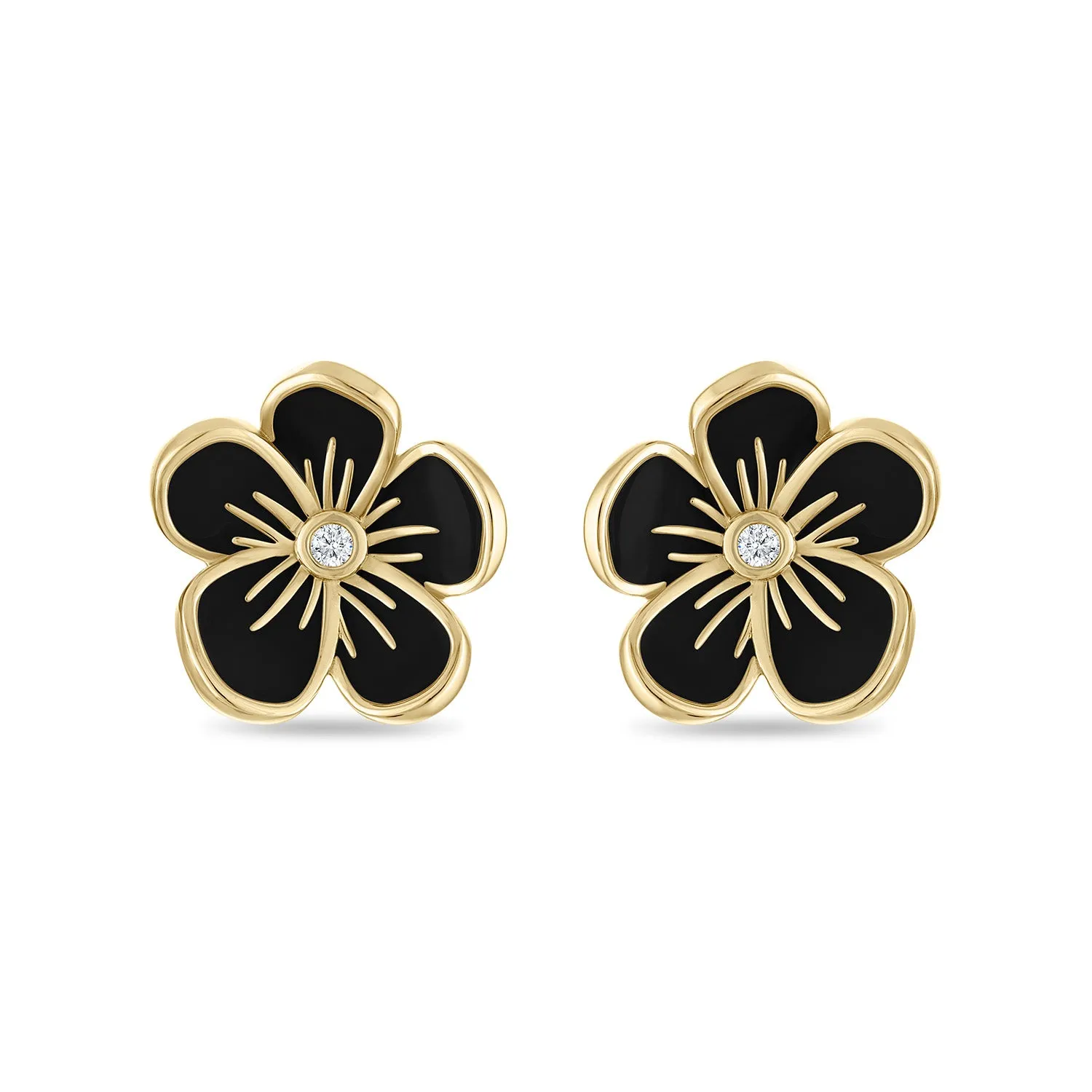 Large Florette Studs in Black