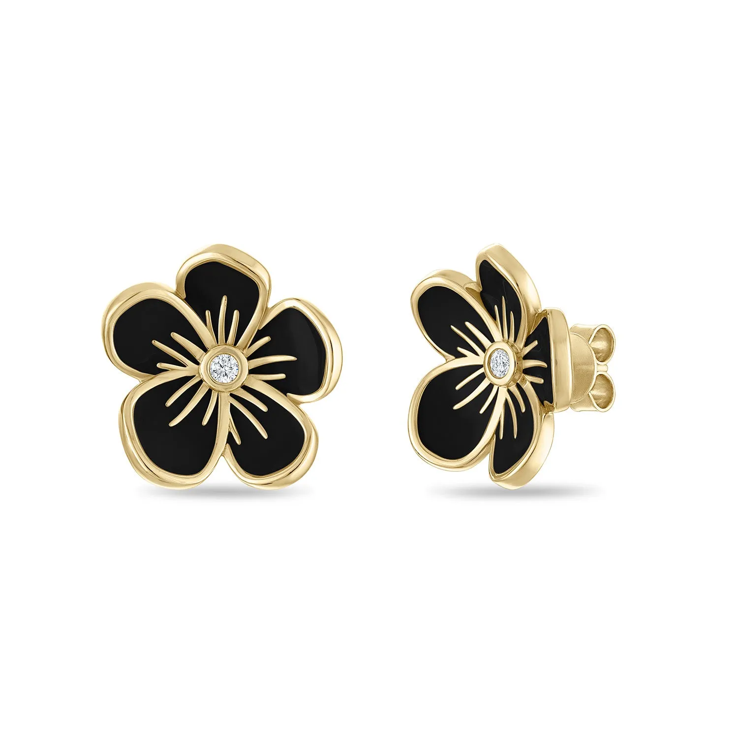 Large Florette Studs in Black